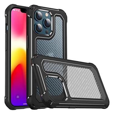 Imagem de Capa para iPhone 14/14 Pro/14 Plus/14 Pro Max, capa de proteção militar translúcida resistente à prova de quedas capa à prova de choque e protetor de tela, preta, 14 Pro 6,1"