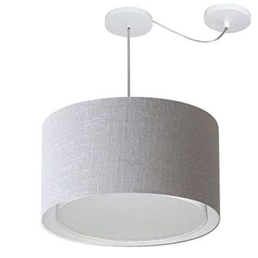 Imagem de Lustre Pendente Cilíndrico com Desvio de Centro Cúpula Tecido 30/45x40 cm, Vivare Iluminação, Pendente4307 CZ, Cinza, Médio