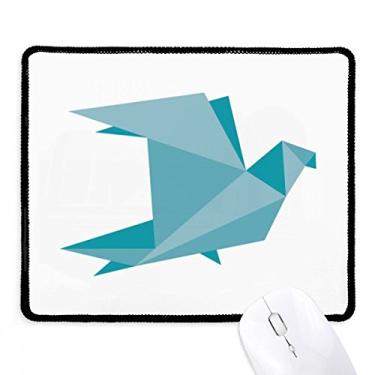 Imagem de Mouse pad verde origami padrão de pombo abstrato borda costurada tapete de borracha para jogos