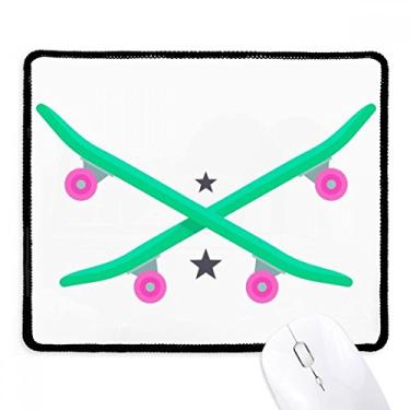 Imagem de Mouse pad de borracha para esportes de inverno, skate, rosa, verde, borda costurada, tapete para jogos