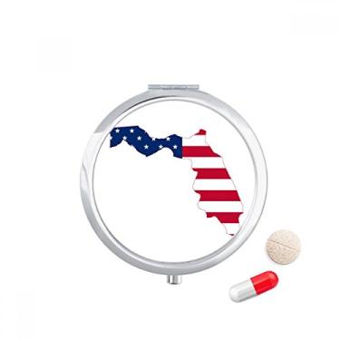 Imagem de Caixa de comprimidos em forma de bandeira de listras e estrelas da Flórida, caixa de armazenamento de remédios