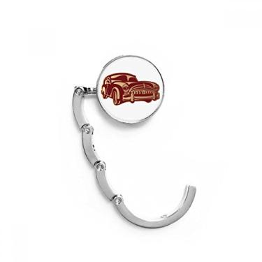 Imagem de Gancho de mesa clássico vermelho escuro com desenho de carros, gancho decorativo e fecho dobrável