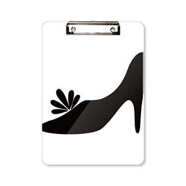 Imagem de Salto alto preto flor padrão silhueta prancheta pasta bloco de notas placa de apoio A4