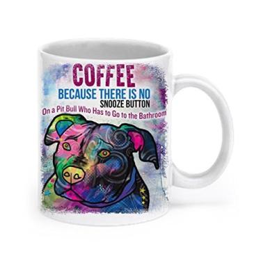 Imagem de Caneca divertida pit bull – Café: Porque não há botão soneca em um pit bull que quer ir ao banheiro