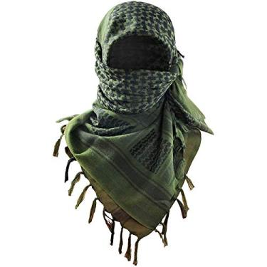 Imagem de Cachecol militar Shemagh tático deserto / Cachecol keffiyeh 100% algodão para homens e mulheres, Verde, tamanho �nico