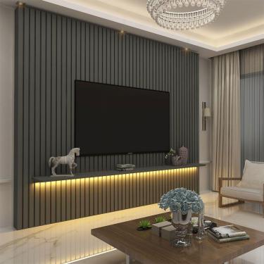 Imagem de Painel para TV até 85" 100% MDF 01 Prateleira e LED Nobre Grafite Gelius