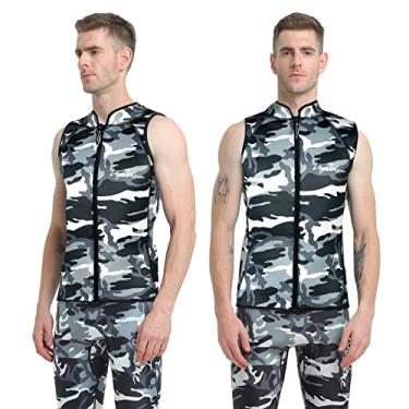 Imagem de LayaTone Colete de neoprene masculino e feminino de 2 mm, sem mangas, com zíper frontal para natação, mergulho, surf, canoagem, snorkeling