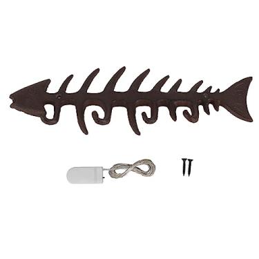 Imagem de Revestimento Gancho Costeiro Fish Bones Ferro Fundido Gancho de Parede Peg Espinha de Peixe Decorativo Toalheiro Toalheiro Estilo Industrial Único Retro Ornamentos Presente