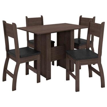 Imagem de Mesa de Jantar com 4 Cadeiras Milano Amêndoa Preto - Poliman