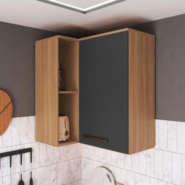 Imagem de Armário Aéreo de Canto com Prateleira Interna Isabelle Freijó/Grafite