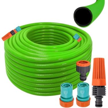 Imagem de Mangueira Jardim 25m Metros + Esguicho Jato Regulável + Engate Rápido 3/4" e 5/8" + Bico P/Engate Rápido | Ledgmang