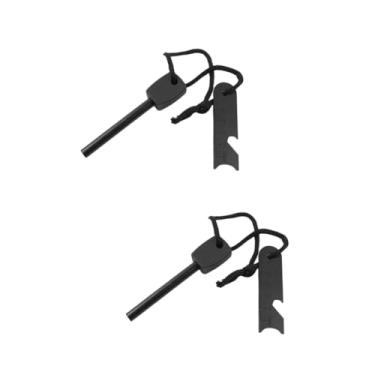 Imagem de INOOMP 2 peças de pedra de pederneira ao ar livre pedra de pedra de acampamento iniciador de fogo de arranque de fogo vara de ferro para iniciante de fogo isqueiro de pederneira encendedores pacote de sobrevivência grande