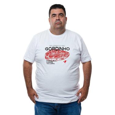 Imagem de Camiseta Plus Size Algodao Masculina Valoriza O Teu Gordinho Com Abridor De Garrafas Integrado