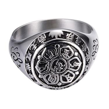 Imagem de GALPADA antigo para homens anéis de aço inoxidável para mulheres anéis para homens anéis masculinos budista jóias de ioga anéis de mulher religioso joia anel bolsa masculina Senhorita