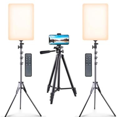 Imagem de Kit com 2 Ring Light Profissional Iluminador 28x50cm + 1 Tripé Celular e Máquina Fotográfica 1,3m