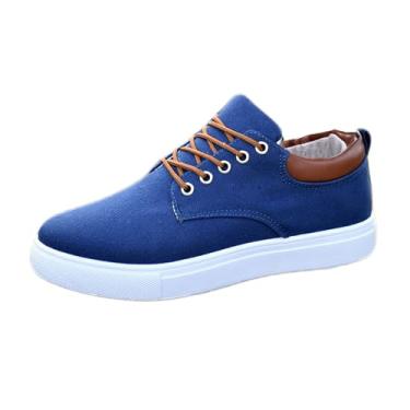 Imagem de Letuwj Sapatos de lona sapatos casuais masculinos sapatos de prancha de tamanho grande sapatos masculinos de caminhada, Azul R009, 9