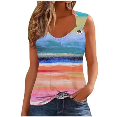 Imagem de Camisetas femininas folgadas longas sem mangas alças finas verão outono 2024 moda, K-827 multicolorido, XXG