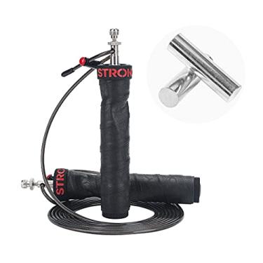 Imagem de OHMY FIT Corda ajustável de velocidade e peso – Corda de salto de aço carbono para homens e mulheres – Corda de pular e pular ótima para fitness, exercício, treino cardiovascular, boxe, crossfit e