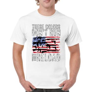 Imagem de Camiseta masculina These Colors Don't Run They Reload 2nd Amendment 2A Second Right American Flag Don't Tread on Me, Branco, XXG