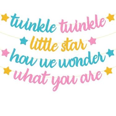 Imagem de Faixa Twinkle Twinkle Little Star How We Wonder What You Are Banner Gênero Revelar Decoração de Festa de Aniversário Rosa ou Azul Menino ou Menina Tema Ele ou Ela Chá de Bebê Artigos de Festa de