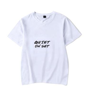 Imagem de Quiet on Sett-Shirt Summer Logo Camiseta feminina masculina manga curta, Estilo 5, P