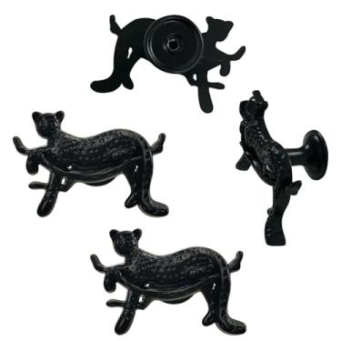 Imagem de LB-LAIBA Puxadores de armário leopardo puxadores de gaveta de animais decoração de casa para cômoda armário armário guarda-roupa puxadores cozinha banheiro ferragens 4 peças (preto)