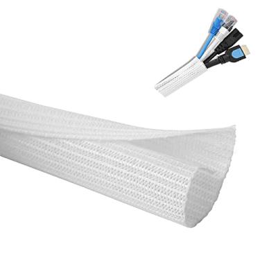 Imagem de Protetor de cabo de 3 m - 1/5.1 cm de diâmetro, manga Hibucuo para gerenciamento de cabos, tubo de tear de fio, manga dividida para cabo USB, cabo de alimentação, cabo de áudio, vídeo, TV, computador,