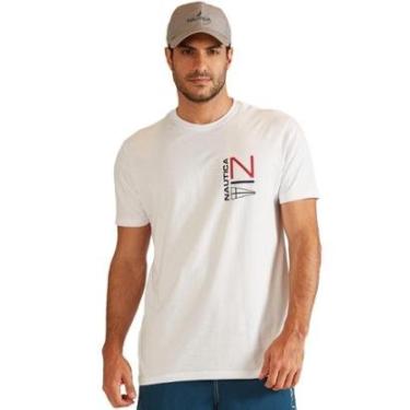 Imagem de Camiseta Nautica Masculina Custom Logo Silk Branca-Masculino