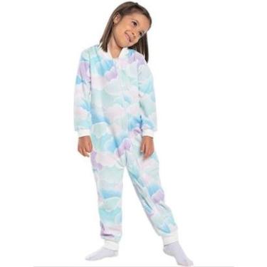 Imagem de Pijama Macacão Com Zíper Em Soft Nuvens Tam 2 a 12 - Vrasalon-Feminino