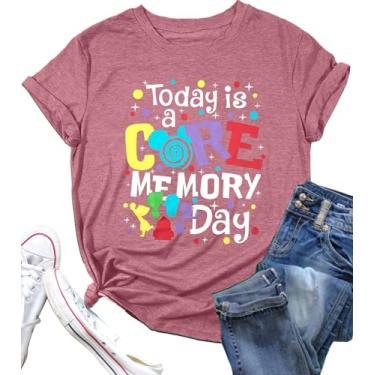 Imagem de Camiseta mágica feminina engraçada Today is A Core Memory Day com estampa de letras fofas de férias em família, rosa, GG
