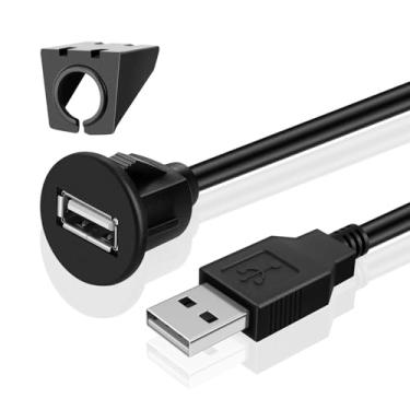 Imagem de Cabo de montagem USB TNP com fivela - Painel de painel de painel de montagem 1 porta USB tomada conector conector extensão cabo de fio resistente à água macho para fêmea (1,8 m / 1,8 m)