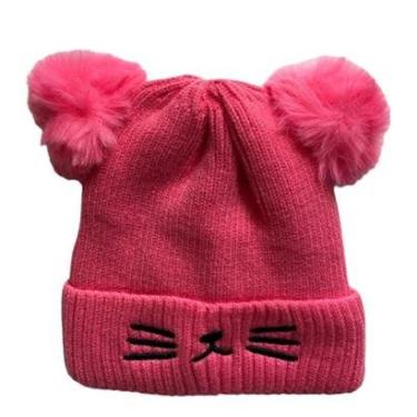 Imagem de Touca Gorro De Pompom Infantil Criança Frio Fofinha Gatinho-Feminino