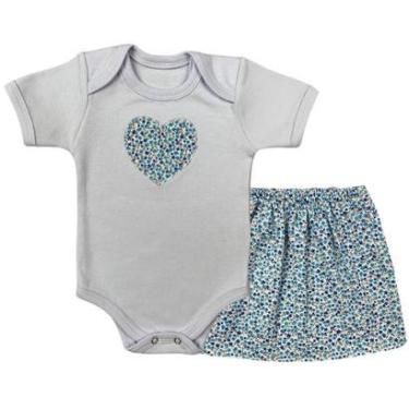 Imagem de Conjunto Roupa de Bebê Menina Body Coração e Saia Florzinha-Feminino