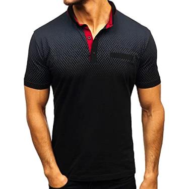 Imagem de Camisetas masculinas colorblock slim túnica camiseta masculina manga longa gola tartaruga verão outono 2024, H-649 Preto, M