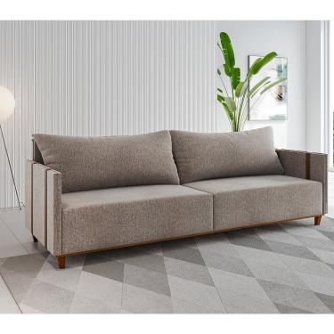 Imagem de Estofado Living Louis 2m, 2 Almofadas Soltas, 3 Lugares Kaki Durango