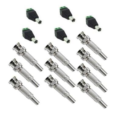 Imagem de Kit 10 conector bnc e 5 p4 macho para câmera cctv instalação