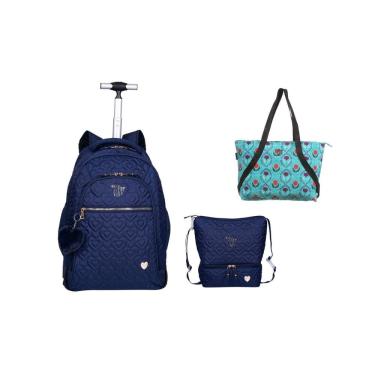 Imagem de Kit escolar capricho love mochila 2em1 + lancheira + bolsa