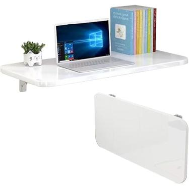 Imagem de Mesa montada na parede, mesa dobrável multifuncional Mesa dobrável para computador Mesa de trabalho moderna de madeira para montagem na parede para estudo, quarto, banheiro ou varanda