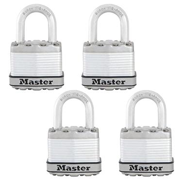 Imagem de Master Lock M1XKADCCSEN Cadeado Laminado Magnum 1-3/4 de Aço Largo 5/16 Diâmetro, 1-inch Shackle Clearance, Pacote com 4, 1-Inch Shackle, N/A