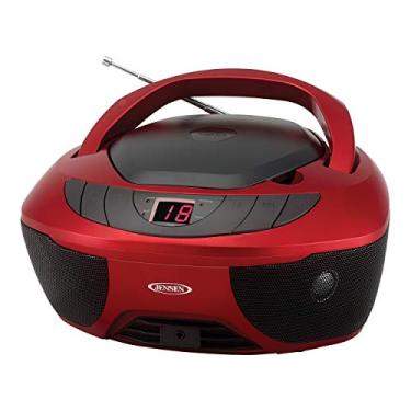 Imagem de Jensen CD-475R Leitor de CD Portátil Estéreo Boombox com Rádio AM/FM, Entrada Auxiliar e Fone de Ouvido (Vermelho)