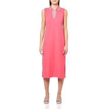 Imagem de Nautica Vestido feminino listrado de manga curta com gola Johnny, Rouge, P
