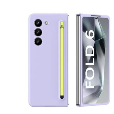Imagem de Para Samsung Galaxy Fold 6 5G Capa com caneta Stylus colorida Capa ultrafina para slot de caneta para Z Fold4 Fold3 Fold5 Shell, roxo com caneta verde, para Samsung Z Fold 6