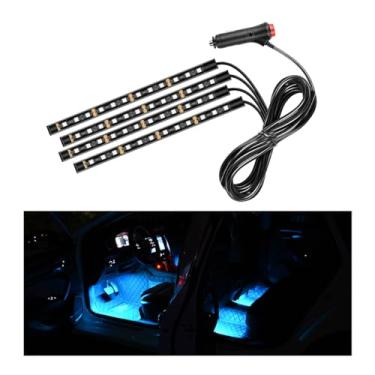 Imagem de Ohleats Fita de LED para carro, 48 luzes LED RGB para ambientes interiores automotivos, isqueiro sob o painel, luz noturna ambiente, kit de iluminação de lâmpada interna, acessórios para carro (azul