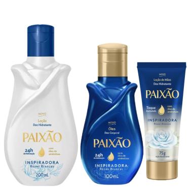 Imagem de Kit Paixão Inspiradora Rosas Brancas Hidratante Corporal + Creme para Mãos + Óleo Corporal