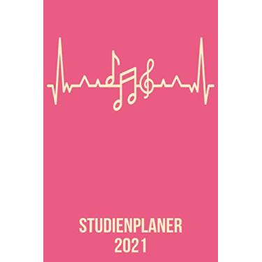 Imagem de Studienplaner 2021: DIN A5 Kalender von 01/2021-12/2021 1 Tag = 1 Seite mit großem Tageskalender und großartiger Übersicht. Monatsübersicht, ... / Musiknoten Musiker heartbeat herzschlag