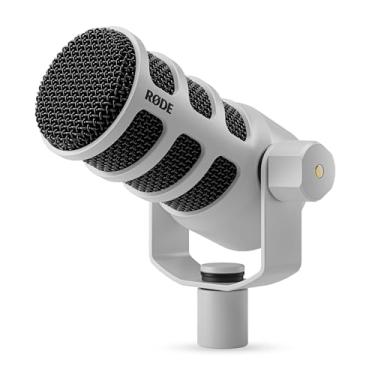 Imagem de Microfone de transmissão dinâmica USB PodMic RØDE com conectividade XLR e USB para podcast, streaming e criação de conteúdo (branco)