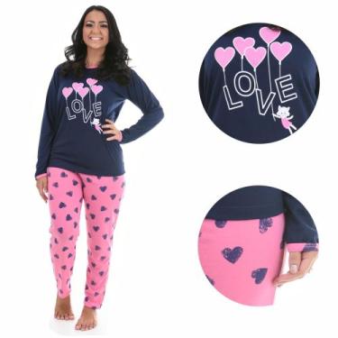 Imagem de Pijama de Frio Feminino Manga Comprida e Calça Longa Inverno - Pijamas