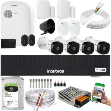 Imagem de Kit Cftv 4 Câmeras 1220B dvr Intelbras + kit Alarme+xas 4010+ivp 2000 