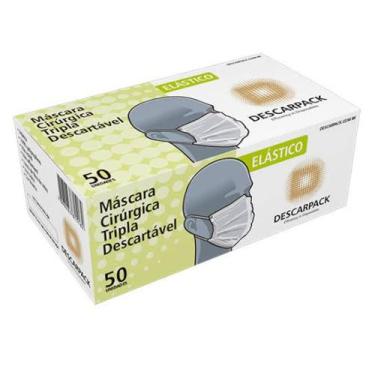 Imagem de Máscara Tripla Proteção Descartável Descarpack com 50 unidades, Branco