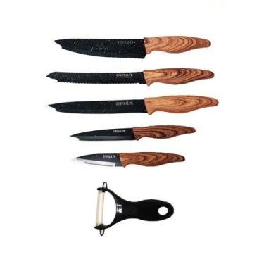 Imagem de Kit De Facas Para Churrasco Cozinha C/ 6 Peças Antiaderentes - FACAMAD